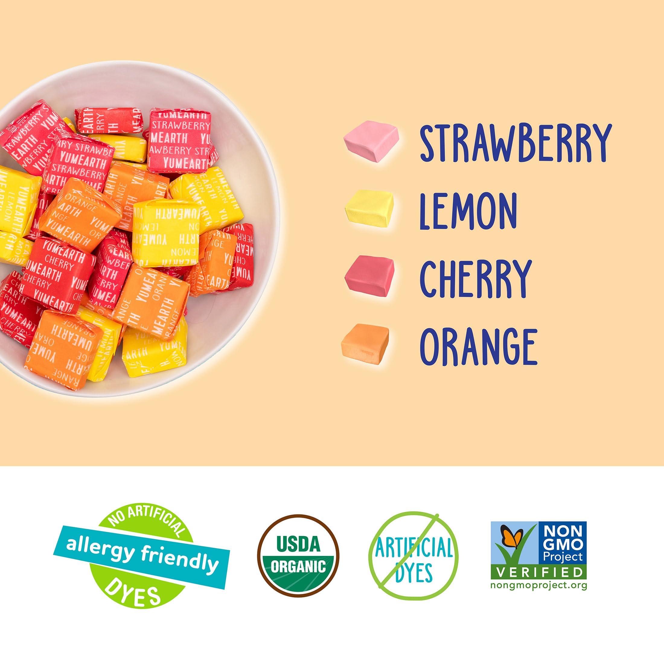 YumEarth Chewys strawberry-wrapped candies, kid-friendly treat free from top allergens.