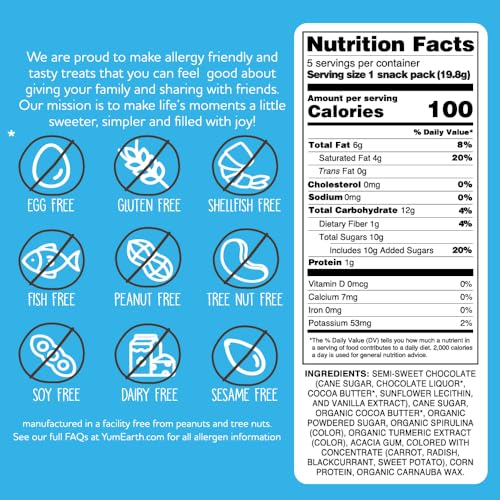 YumEarth Choco Yums individual pack open, ready for lunchbox snacking.