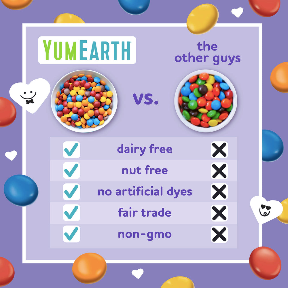 USDA Organic and Non-GMO YumEarth Choco Yums labeling.