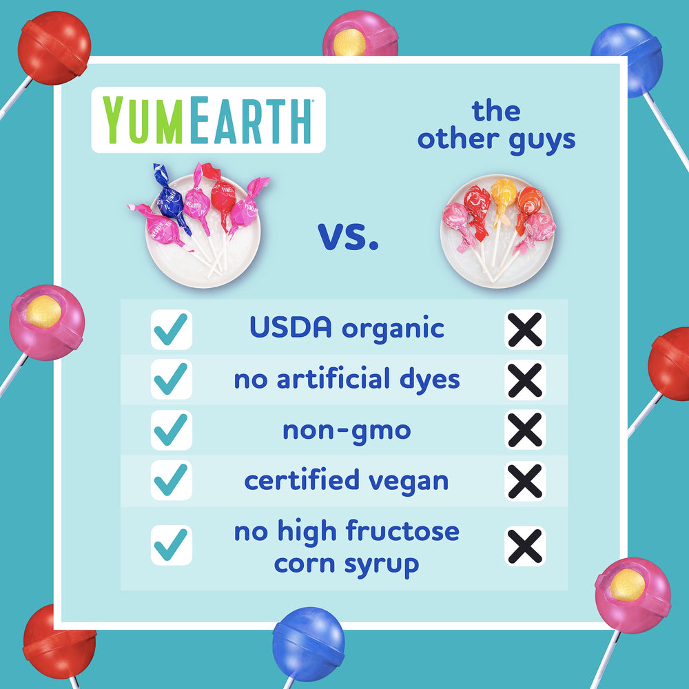 YumEarth Duo Pops colorful shells, no artificial dyes, natural fruit flavors.