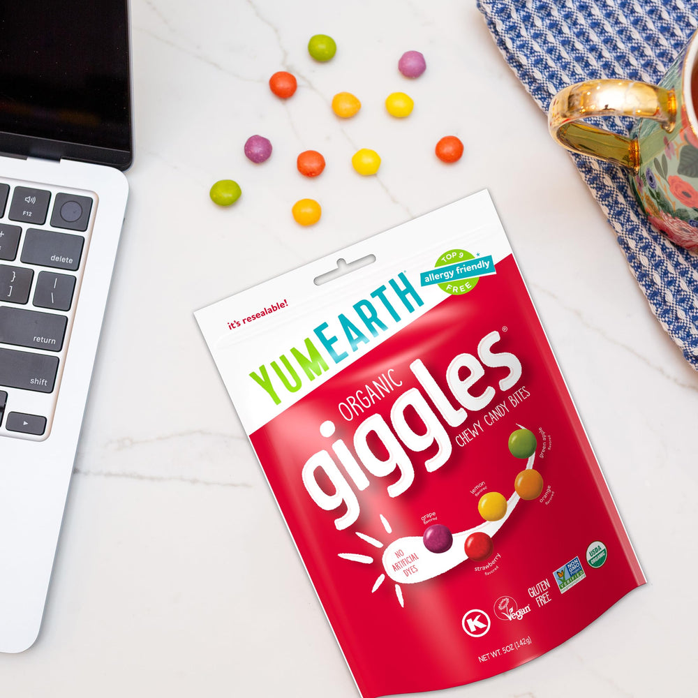 YumEarth Giggles show natural ingredients and vibrant fruit flavors.