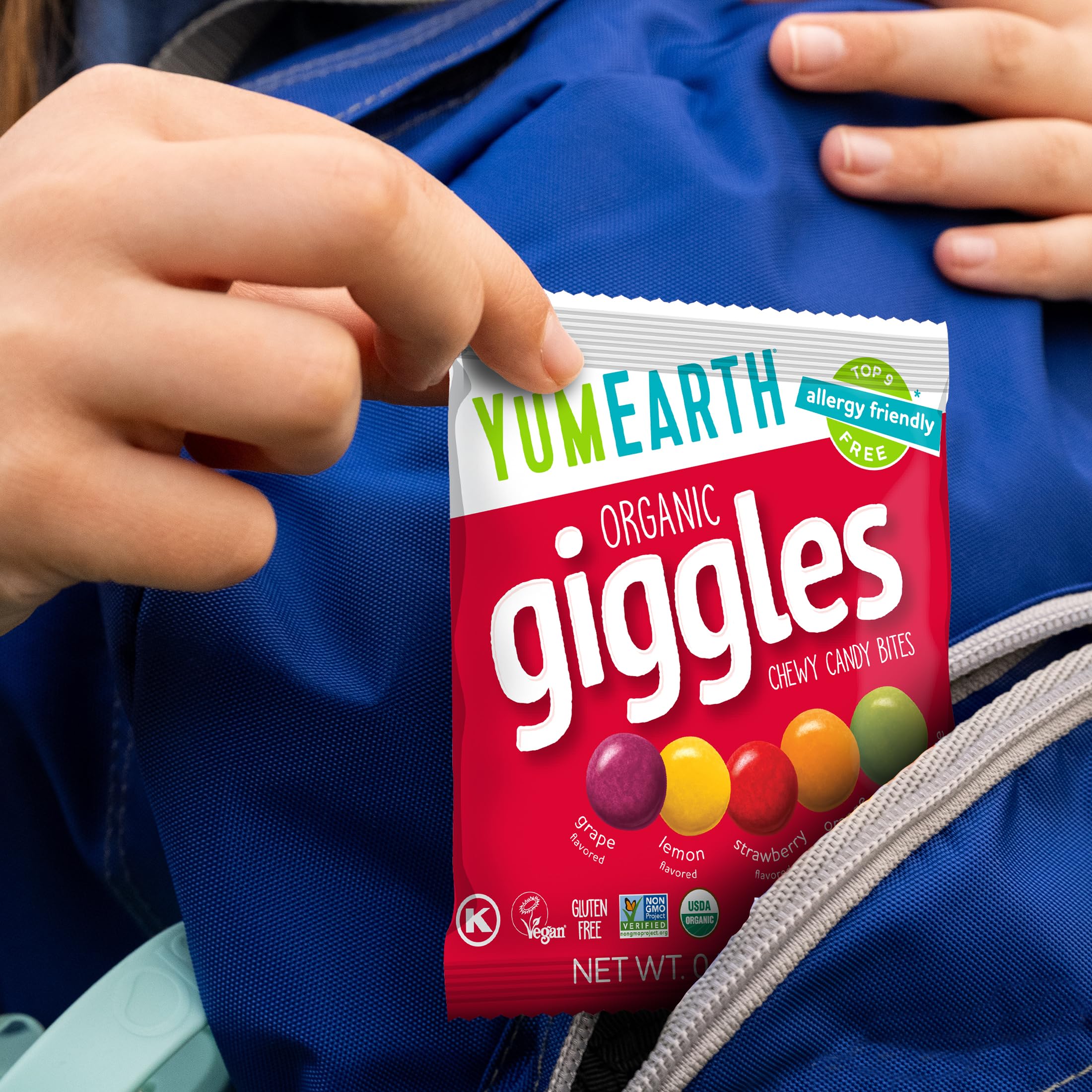 YumEarth individually wrapped packets for portable treats.