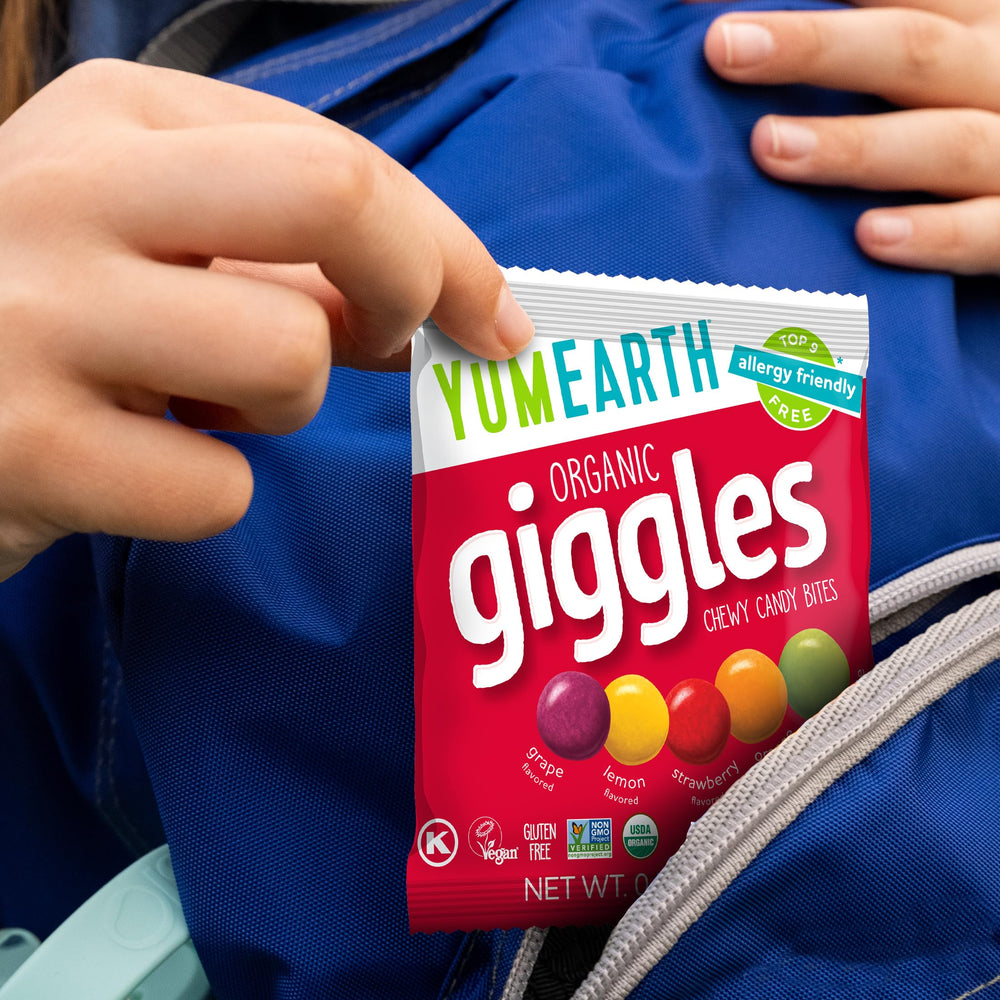 YumEarth individually wrapped packets for portable treats.