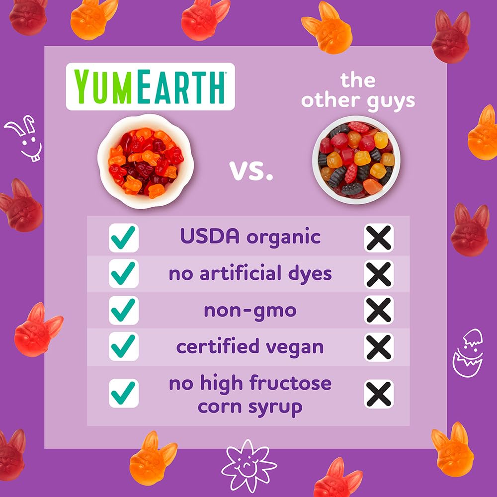 YumEarth no artificial dyes badge highlights natural color.