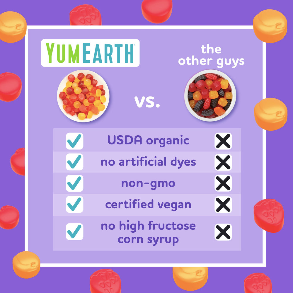 YumEarth organic, gluten-free, and Non-GMO snacks for allergy-aware diets.