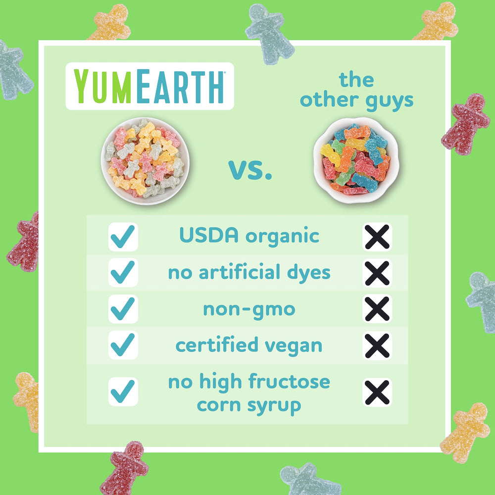 Organic vegan YumEarth label on packaging