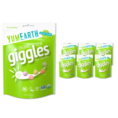 YumEarth Sour Giggles resealable pack for convenient on-the-go snacking.