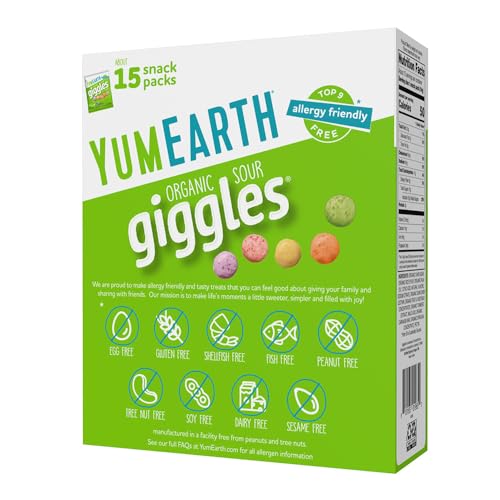 YumEarth Sour Giggles packets close-up for easy sharing.