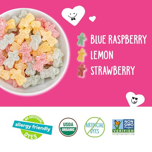 Close-up of YumEarth Sour Littles, vibrant colors, no artificial dyes, ideal for tangy snacking.