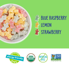 Assorted YumEarth Sour Littles flavors in a bowl