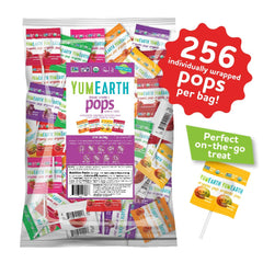 YumEarth Vitamin C Pops 8-flavor display for snack time.