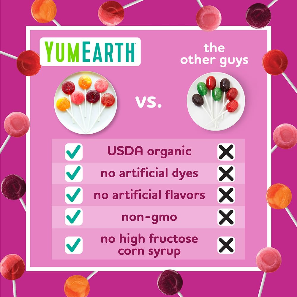 YumEarth Vitamin C Pops Watermelon-Raspberry flavor, USDA Organic certified