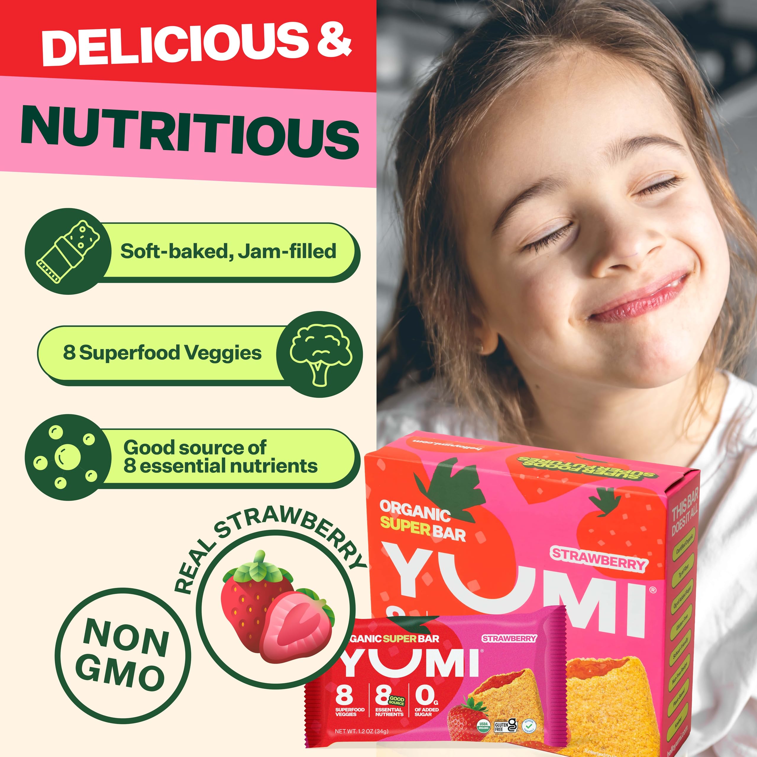 YUMI kid-friendly snack bar display suitable for school and home