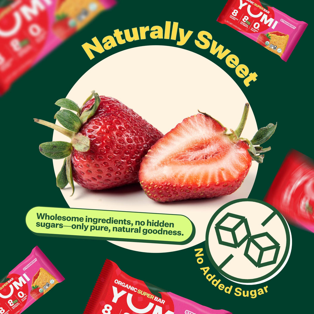 YUMI no-added-sugar packaging close-up on label