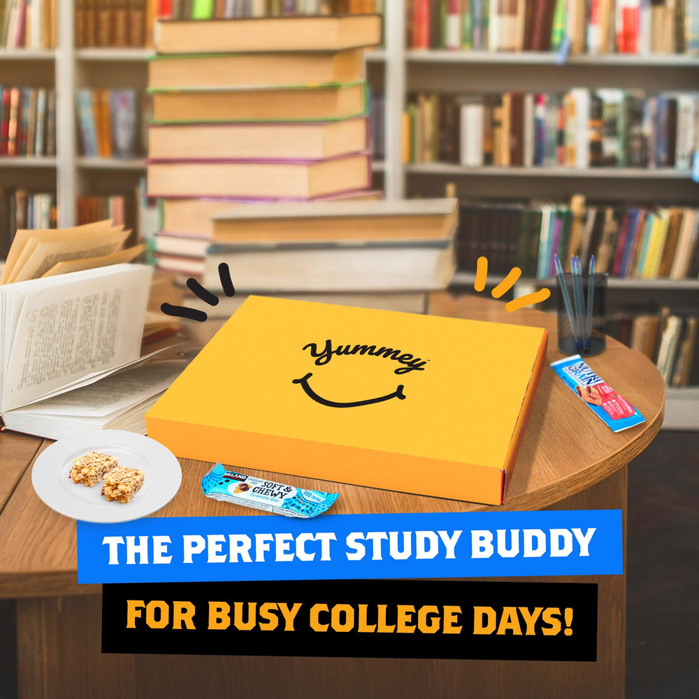 Yummey granola bars designed as care-package options for students and professionals.