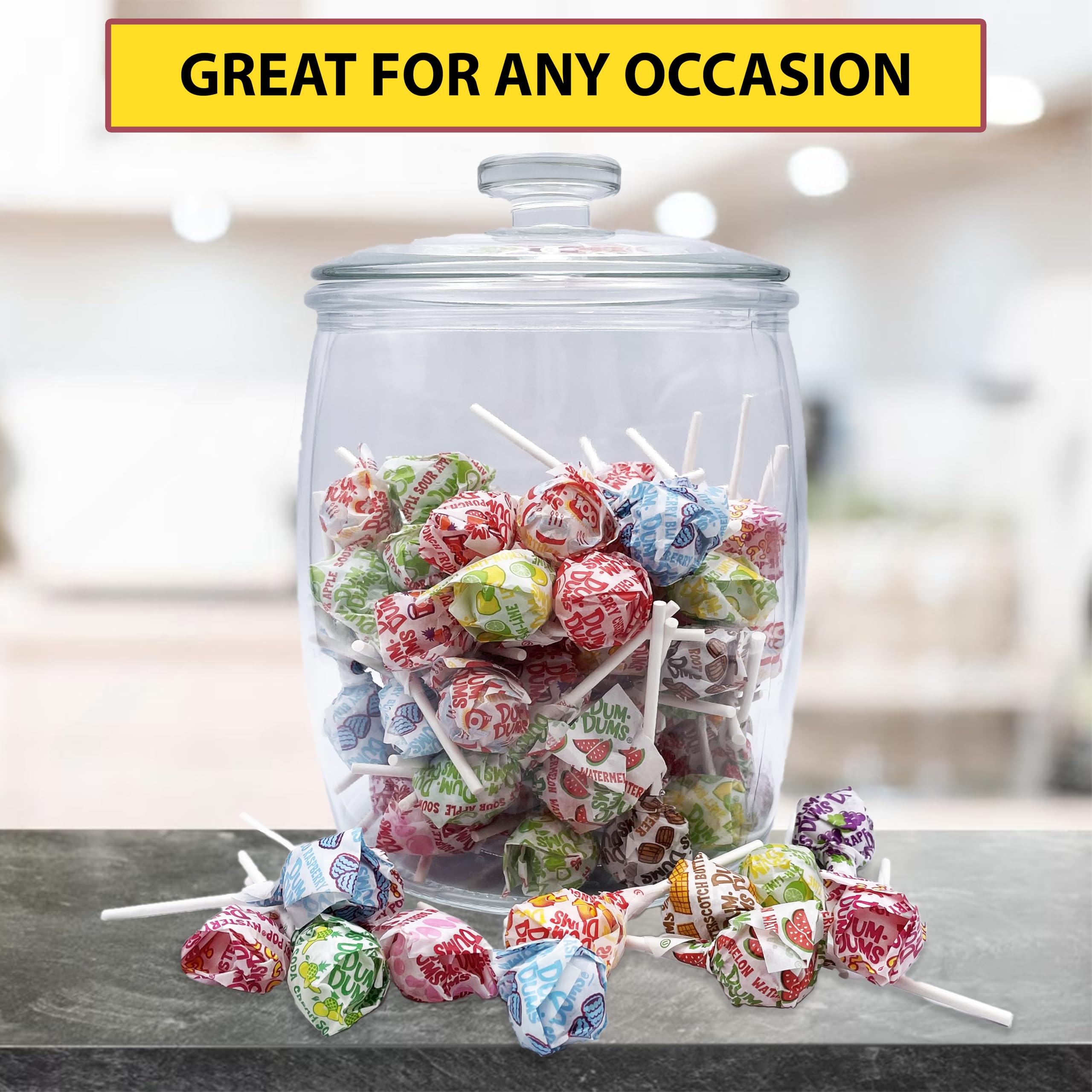 YUMMYLAND classroom-treat setup with Dum Dums fosters sharing and easy distribution.