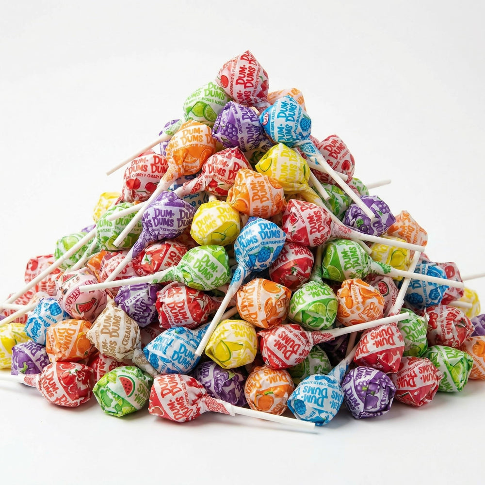 YUMMYLAND Dum Dums individually wrapped lollipops keep treats fresh for events.
