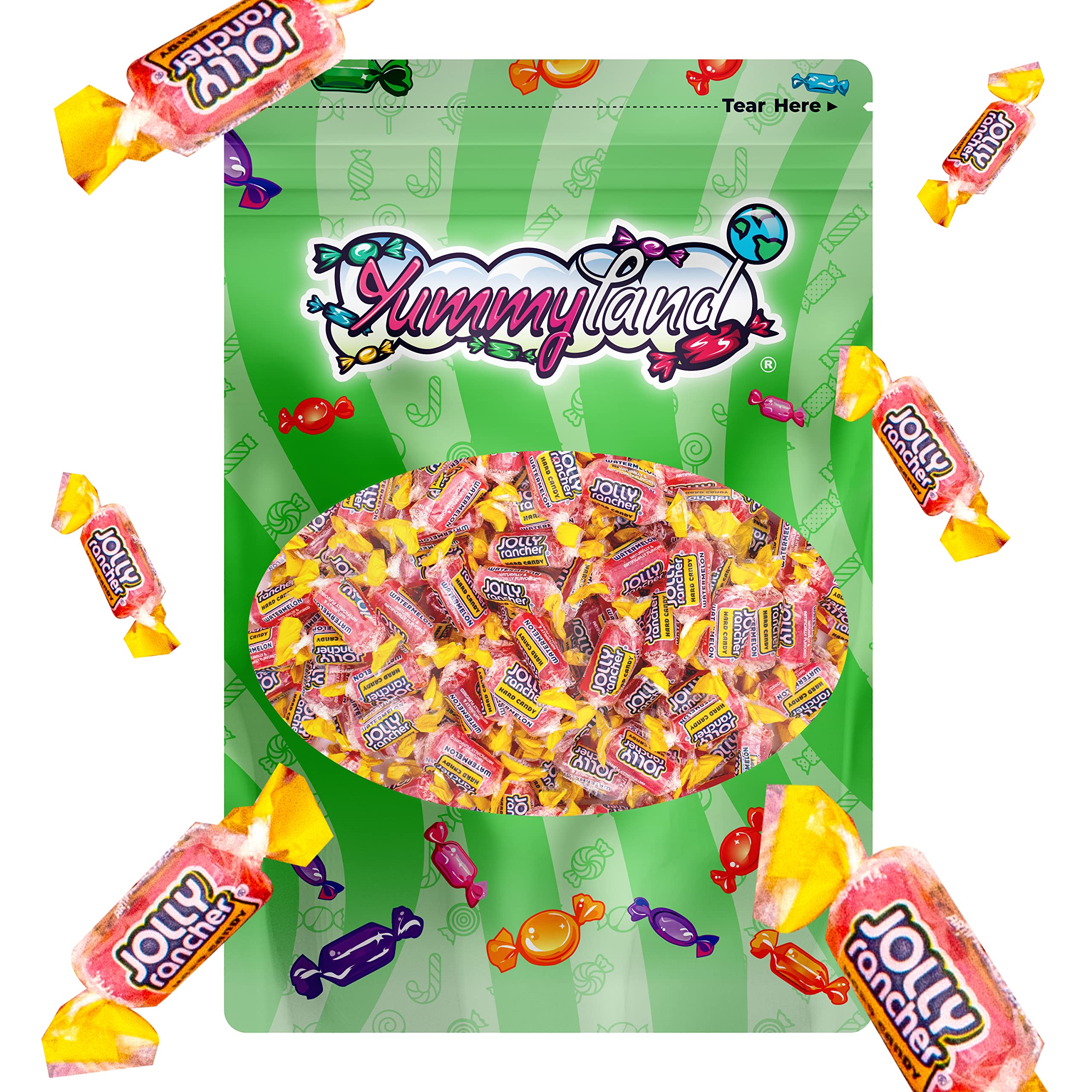 YUMMYLAND Jolly Rancher Watermelon hard candy ready to serve on a plate