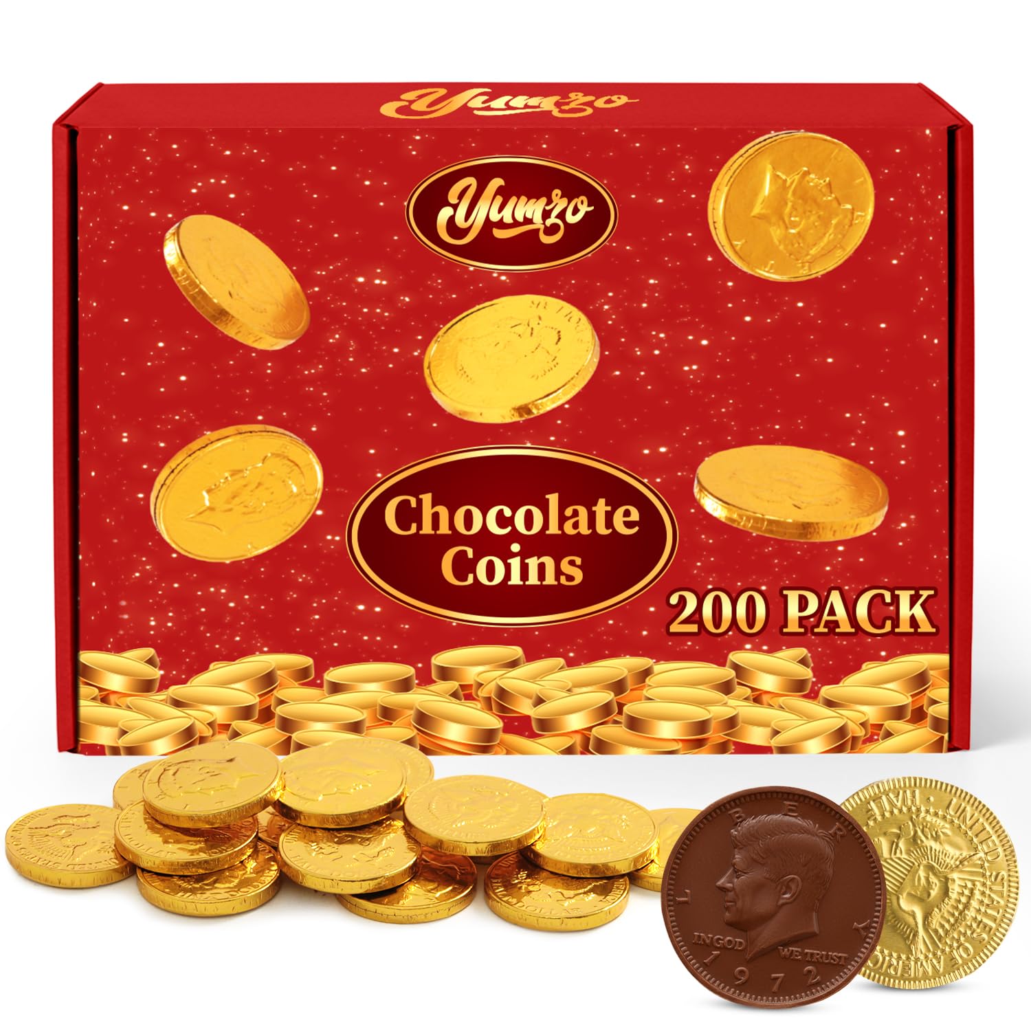Yumzo festive gold coins ideal for holiday decorations and treats.
