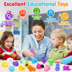 Yunaking 130Pcs Mochi Squishies set in bright colors sparks creativity and grouping activities