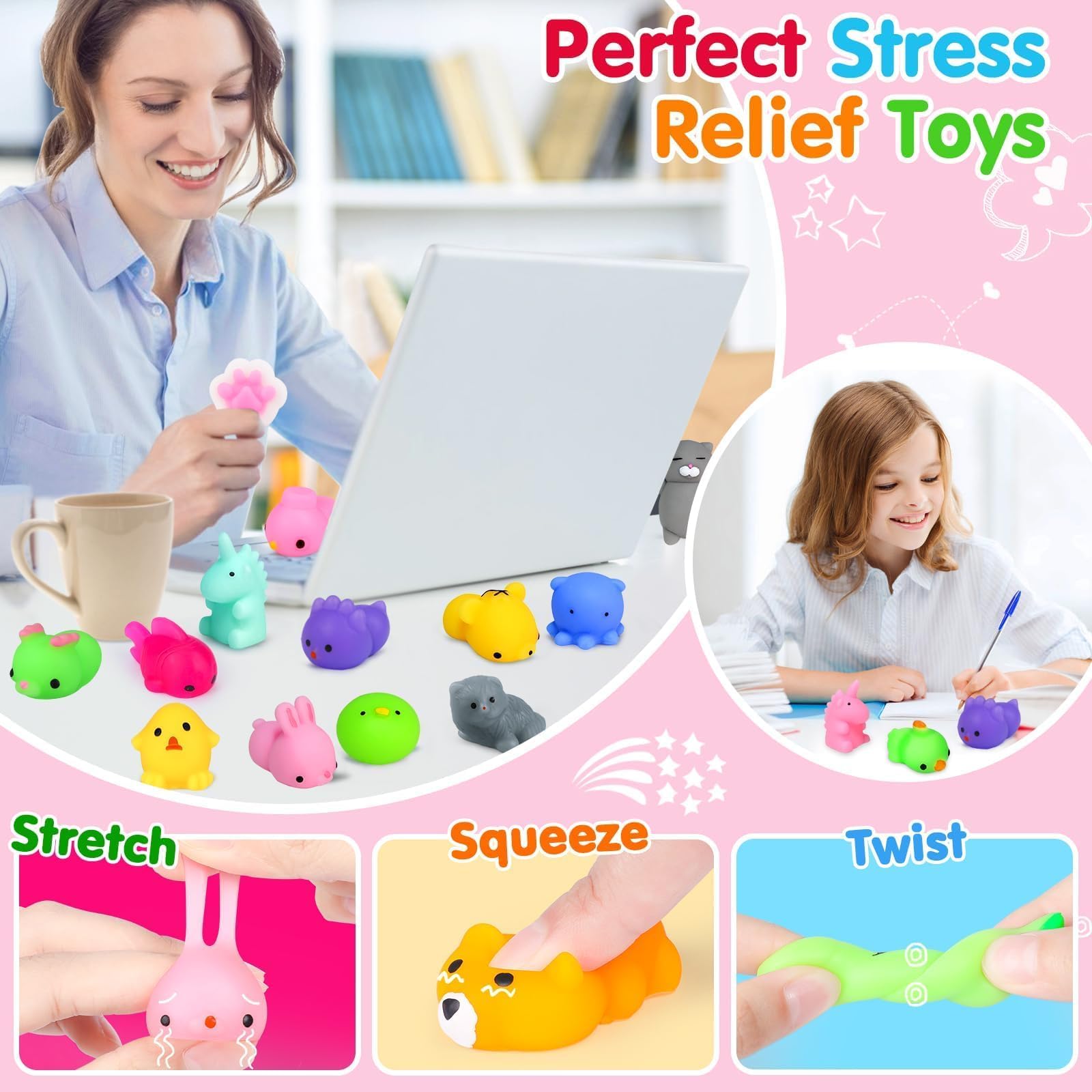 Yunaking Mochi Squishies featuring fruits encourage color recognition and hands-on fun
