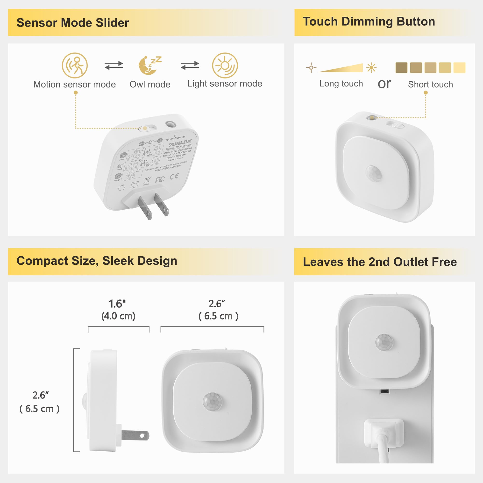 YUNLEX indirect-light casing provides soft illumination without direct glare.