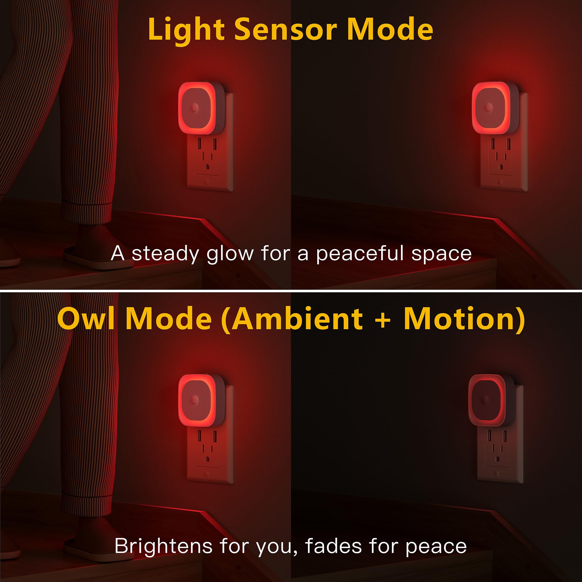 YUNLEX night light with motion sensor activated for safe hallway lighting.