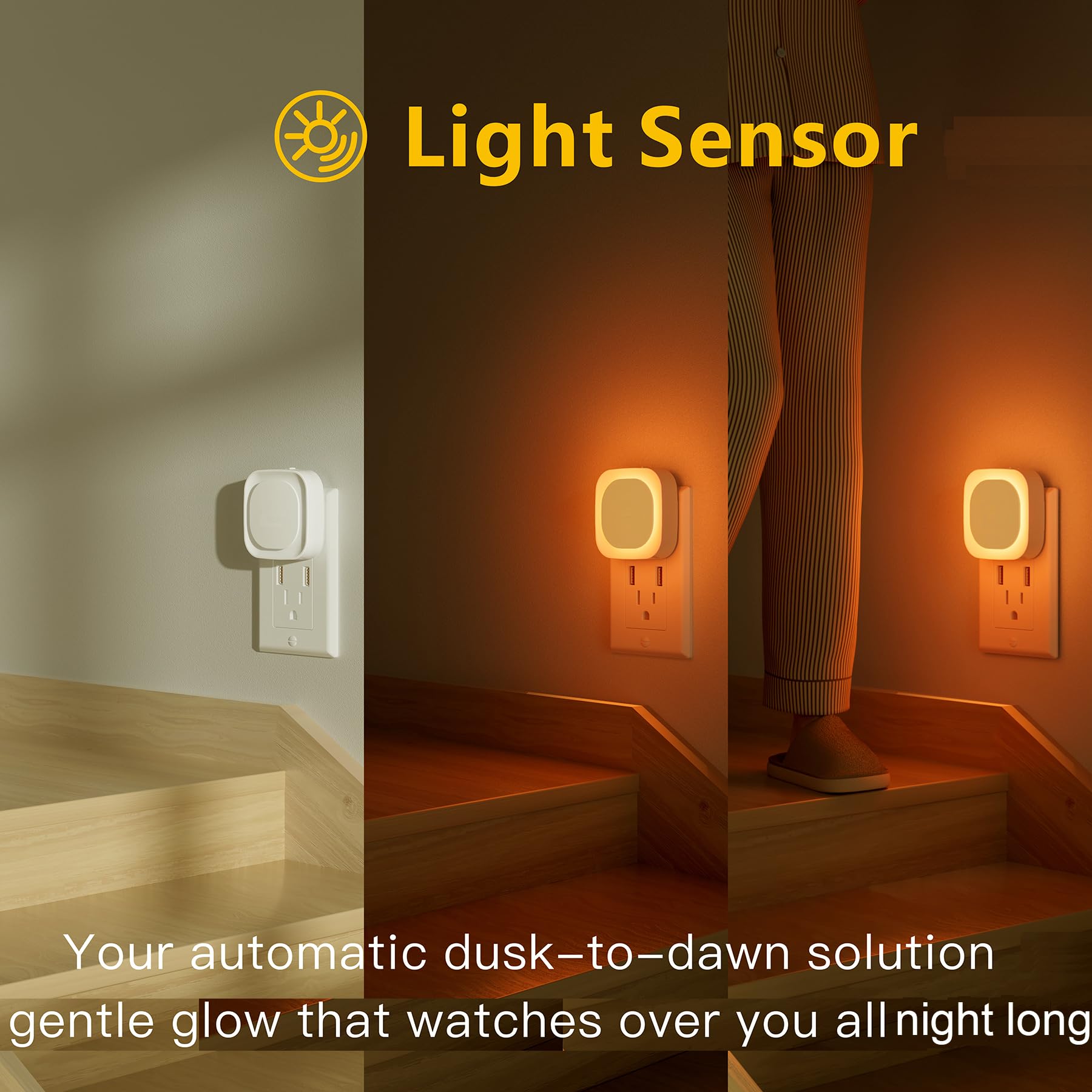 YUNLEX compact wall-plug design keeps the second outlet free for devices.