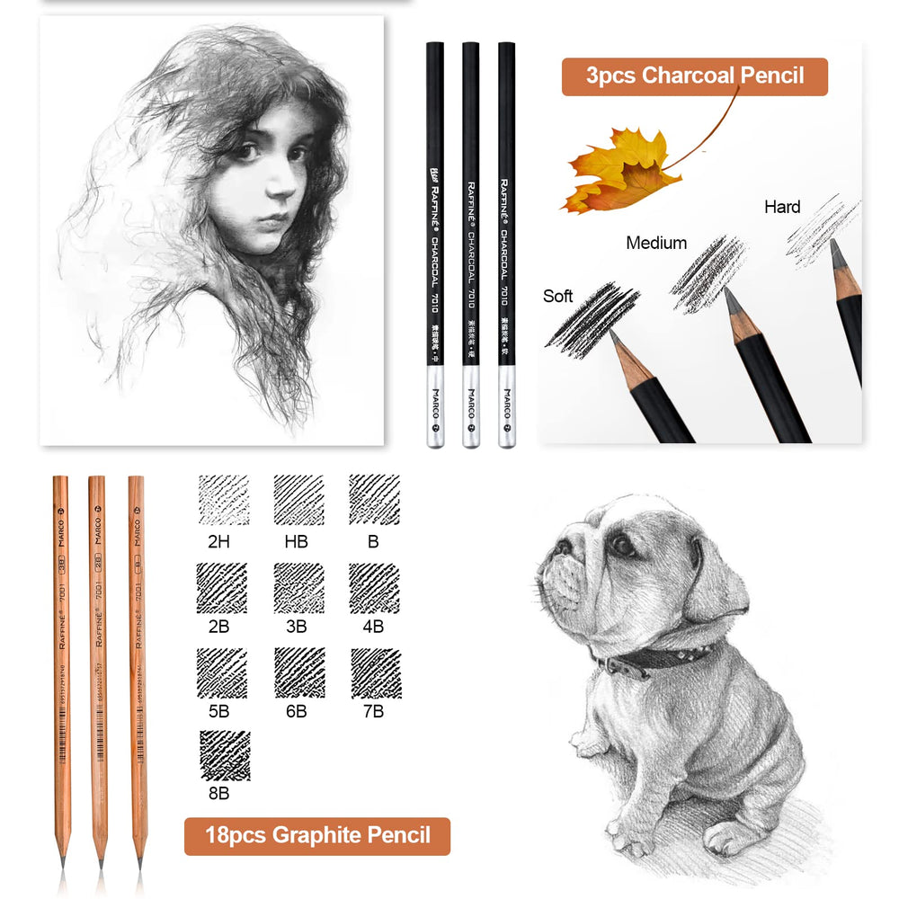 YunQiDeer charcoal pencils in soft, medium, hard for rich textures