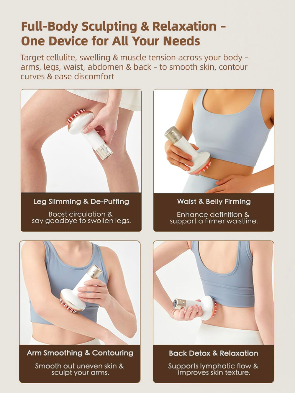 Yuonry massager on arm, aiding fascia release and toning routines
