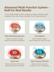 Yuonry anti-cellulite massager in use on leg to improve circulation
