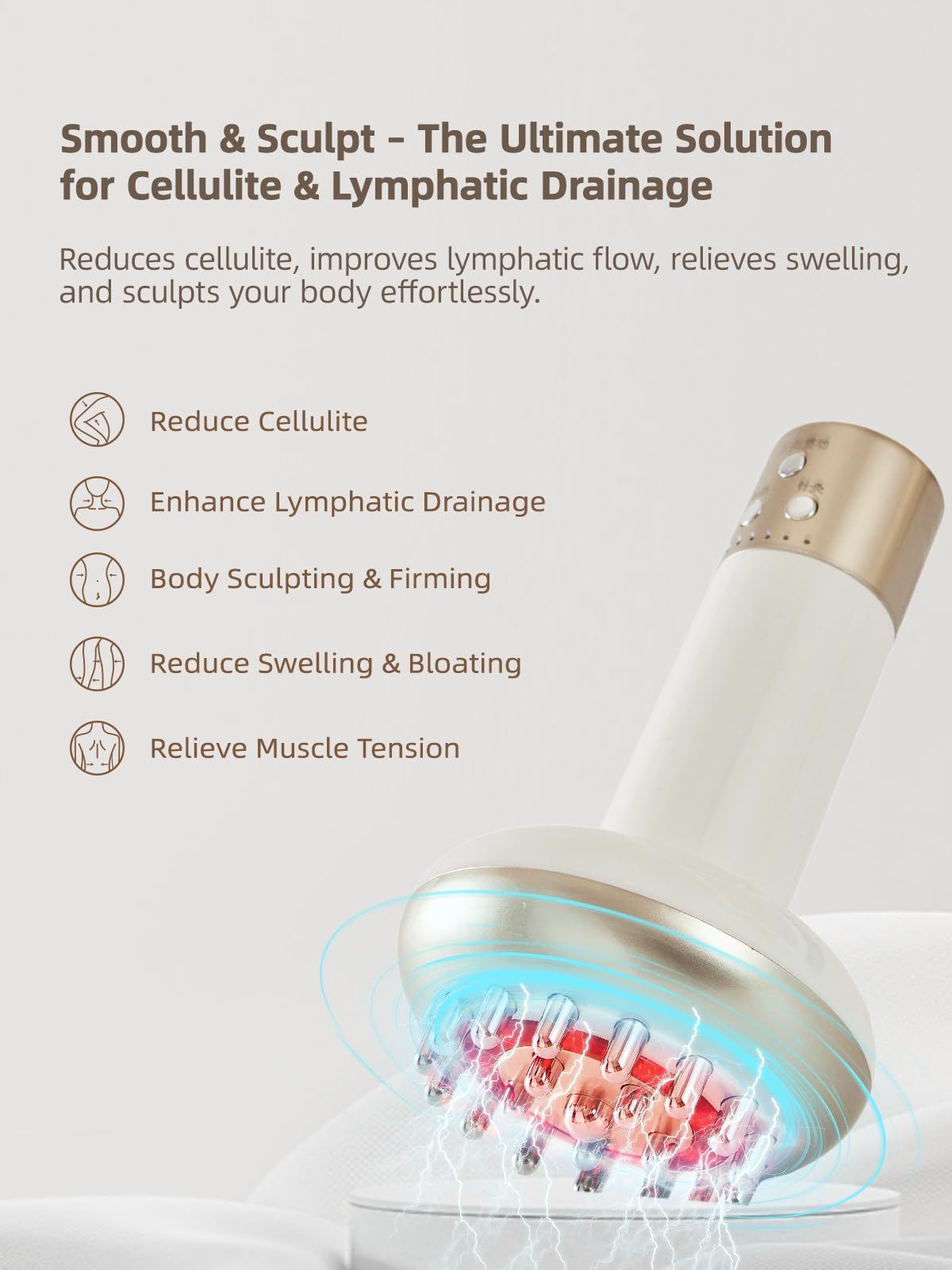 Yuonry lymphatic drainage massager, needle-head close-up for targeted massage