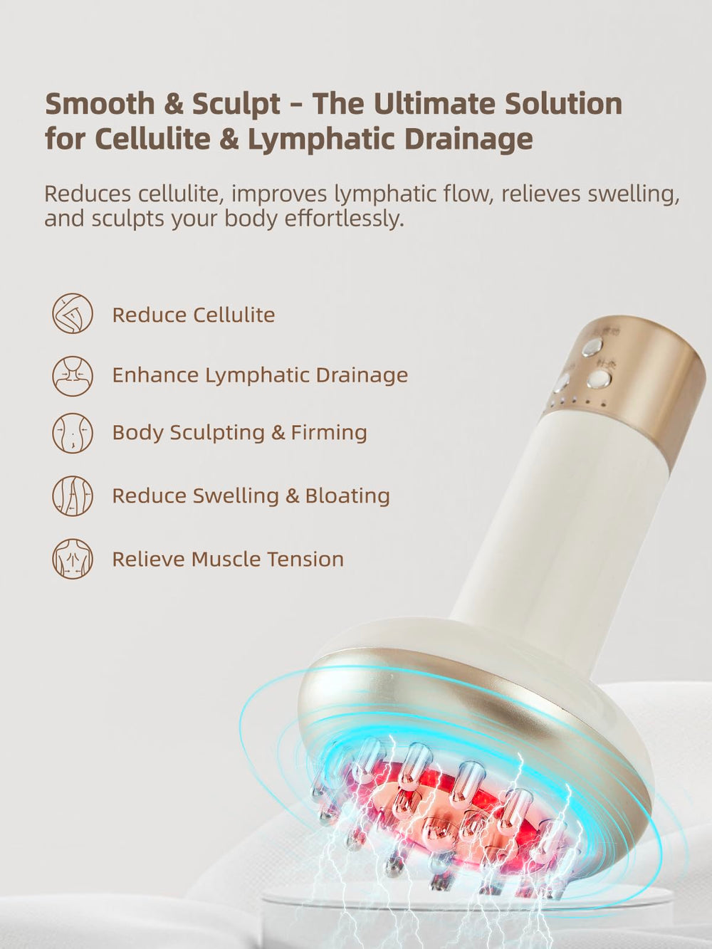 Yuonry lymphatic drainage massager, needle-head close-up for targeted massage