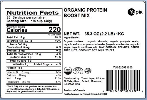 Yupik Organic Protein Boost Trail Mix close-up of nuts and berries for sustained energy