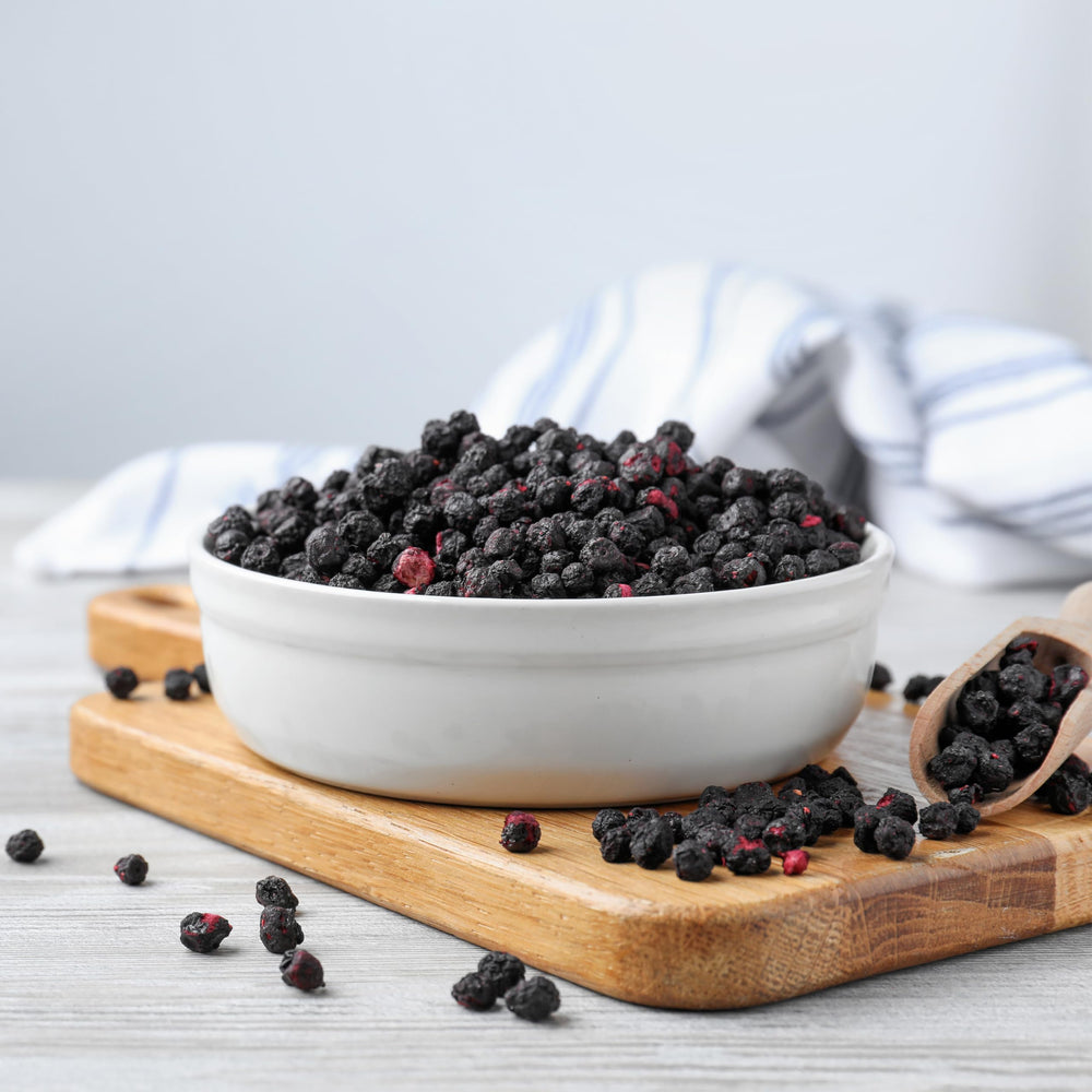 Yupik dried blueberries snack on the go, convenient energy boost.