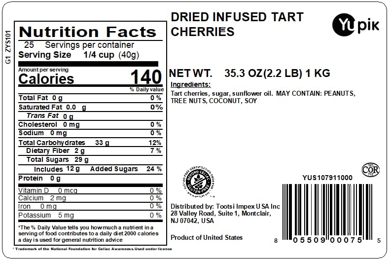 Yupik dried cherries with soft, chewy texture ideal for baking