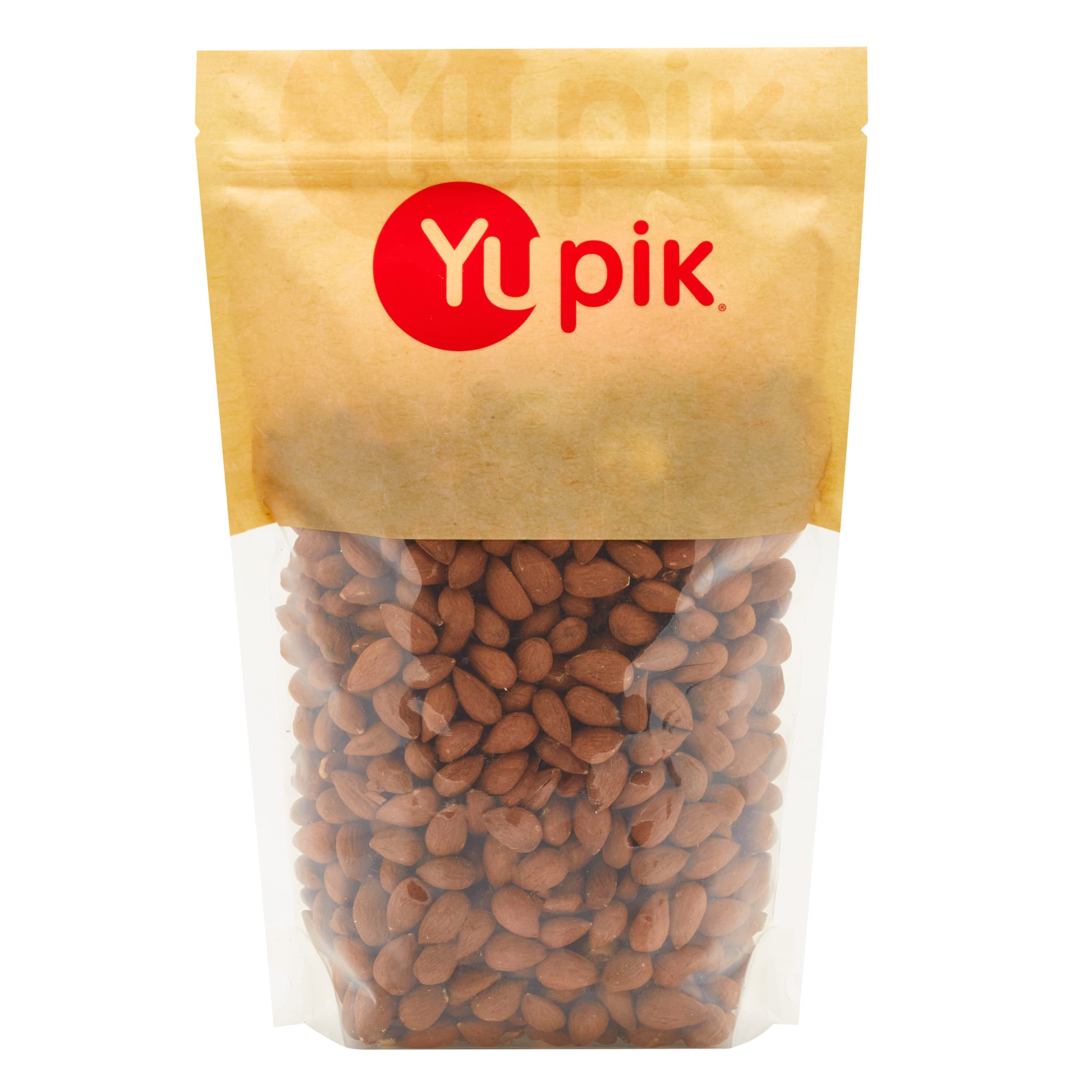 Yupik Dry Roasted Almonds front packaging, gluten-free and unsalted snack option.
