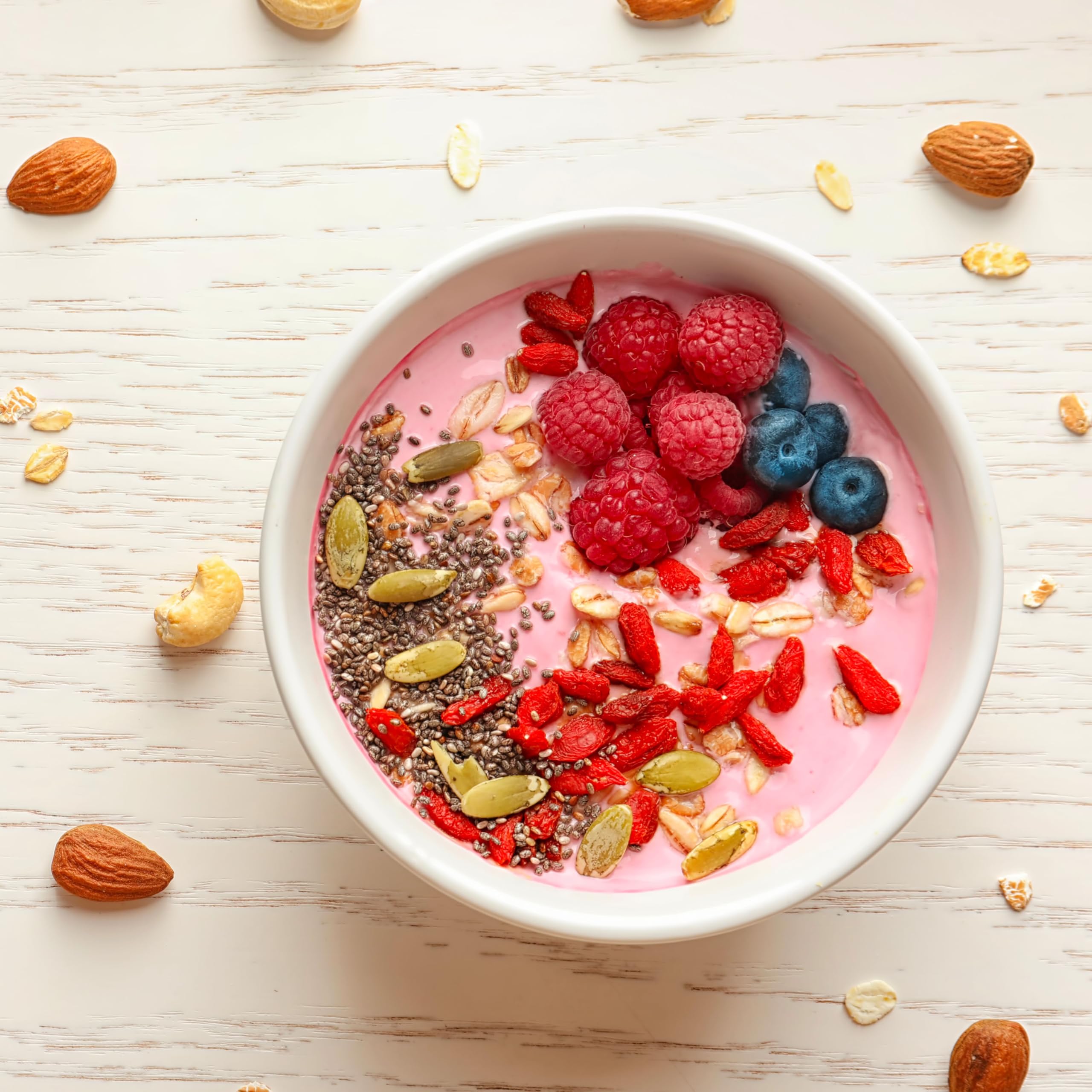 Yupik Goji Berries sprinkled on cereals for fiber and color.
