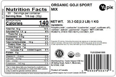 Yupik Goji Sport mix featuring goji berries and cranberries for natural sweetness and fiber.