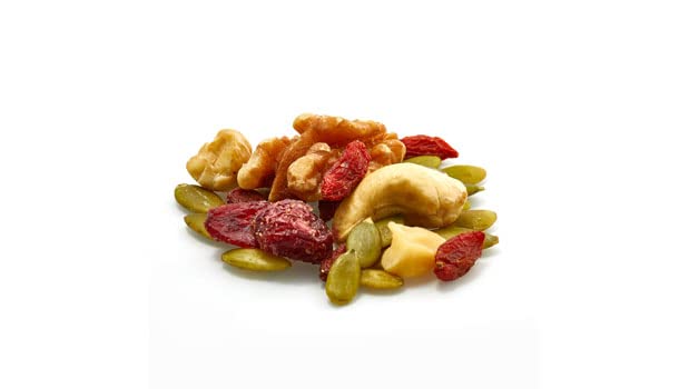 Yupik Goji Sport mix ready to top yogurt for extra texture and flavor.
