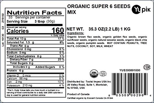 Yupik Organic 6 Seeds Mix shown in a bowl for crunchy texture and fiber
