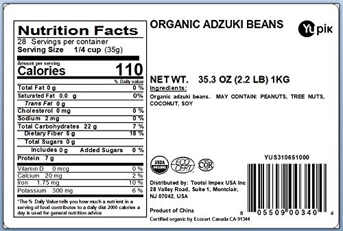 Yupik Adzuki Beans bag close-up, non-GMO dried legumes for soups.