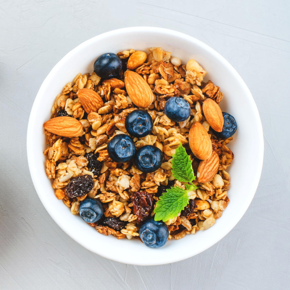 Barley flakes in a jar, illustrating baking and granola applications.