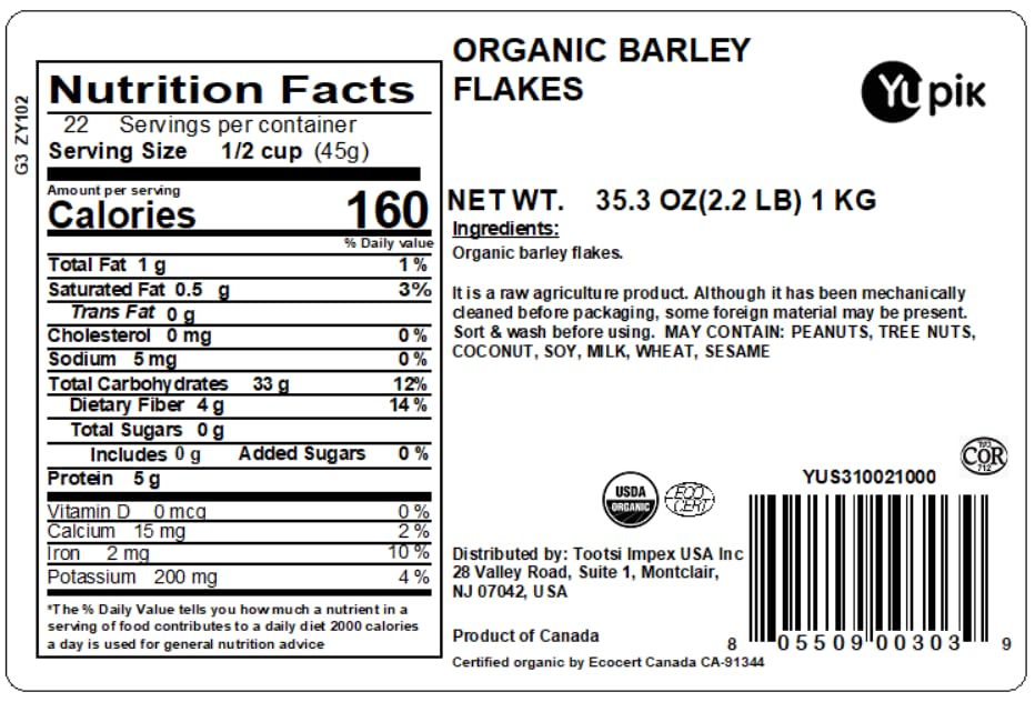 Yupik barley flakes in a bowl, perfect for hearty porridge and savory meals.