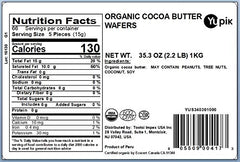 Yupik Organic Cocoa Butter Wafers close-up texture highlights smooth melting readiness.
