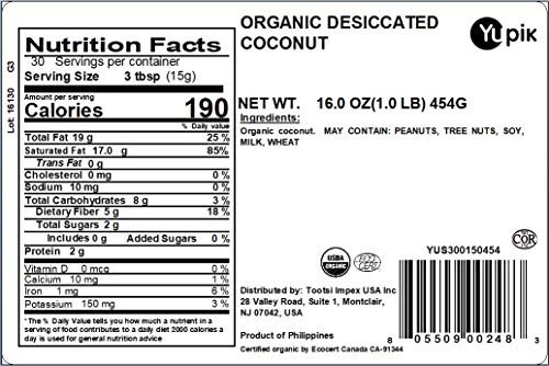 Yupik desiccated coconut fine ground closeup, premium flavor for cookies and granola