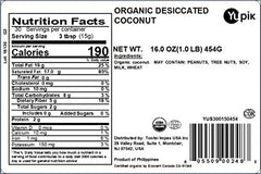 Yupik desiccated coconut fine ground closeup, premium flavor for cookies and granola