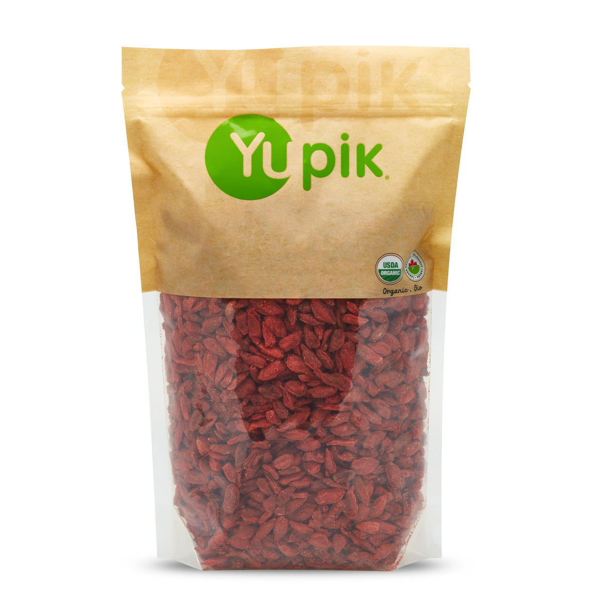 Yupik Organic Goji Berries packaging view, pantry-ready product.