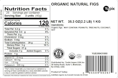 Front view of Yupik 2lb bag of figs for bulk baking