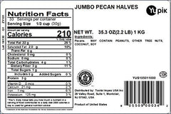 Yupik pecans halves closeup showing crunchy texture ideal for toppings